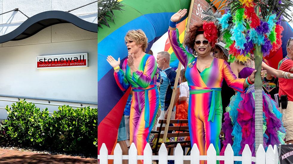 Stonewall National Museum and Archives Building FORT LAUDERDALE FL LGBTQ pride paradefloat honoring stonewall dragqueens wave