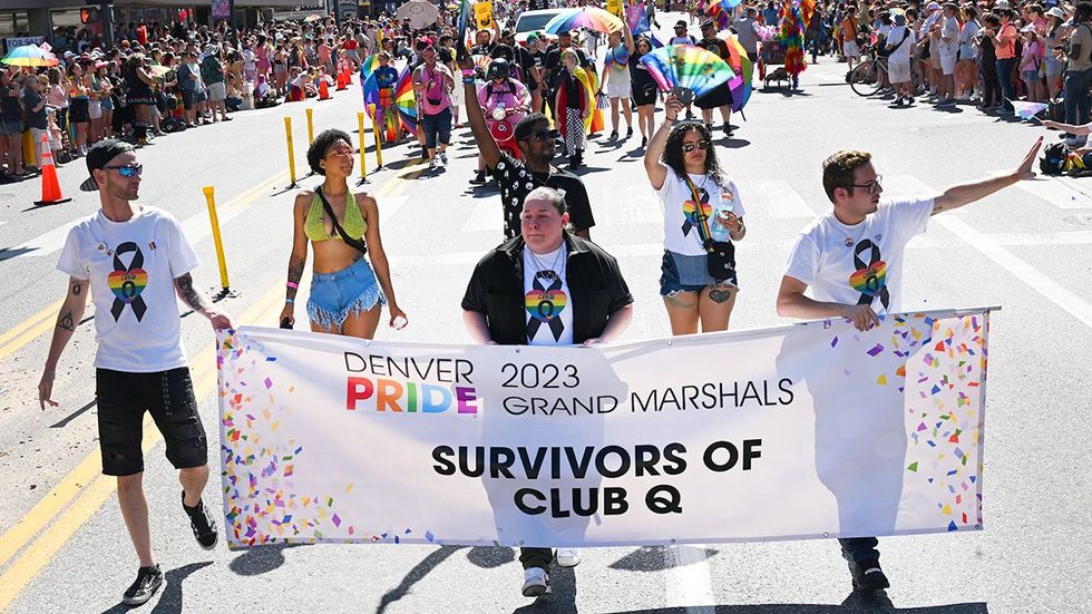 Survivors of the Club Q nightclub shooting grand marshalls Denver Colorado LGBTQIA Pride Parade