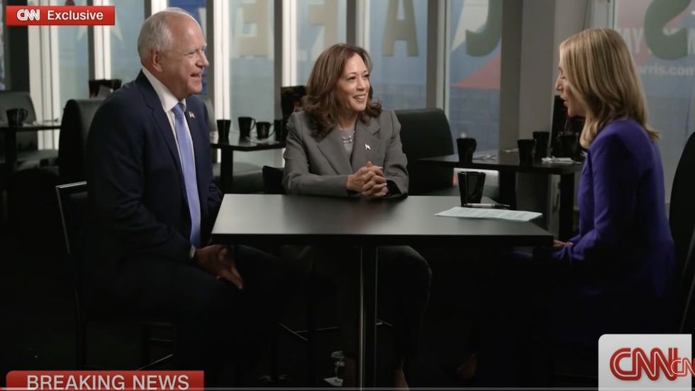 Tim Walz and Kamala Harris with Dana Bash