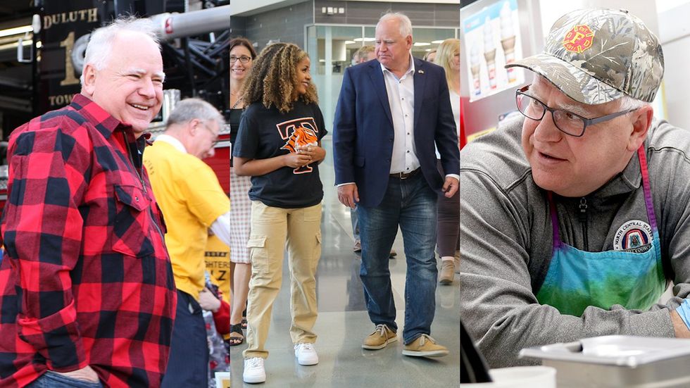 Tim Walz campaign stops fire department school ice cream shop