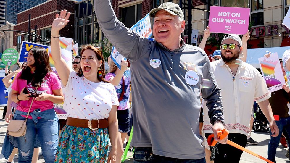 Tim Walz marching LGBTQ pride parade