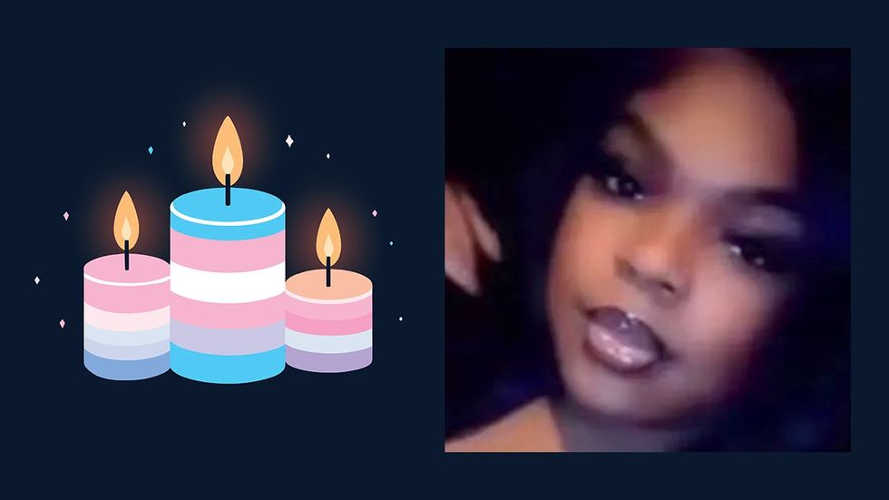 Transgender flag candles remembering Tayy Dior Thomas