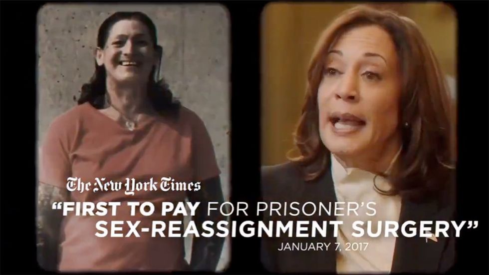 trump attack ad trans prisoner kamala harris