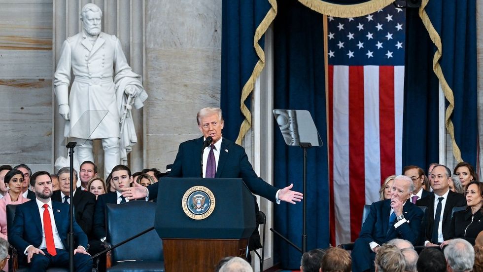 U.S. President Donald Trump speaks after being sworn in during his inauguration in the U.S. Capitol Rotunda on January 20, 2025 in Washington, DC. Donald Trump takes office for his second term as the 47th President of the United States. 