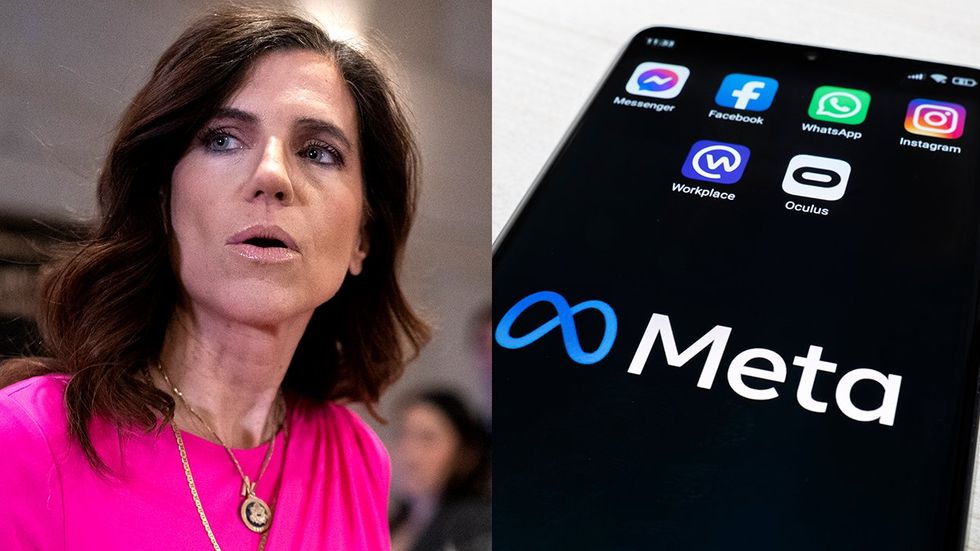 US Rep Nancy Mace Various icons on cellphone companies belonging to Meta including facebook messenger instagram whatsapp