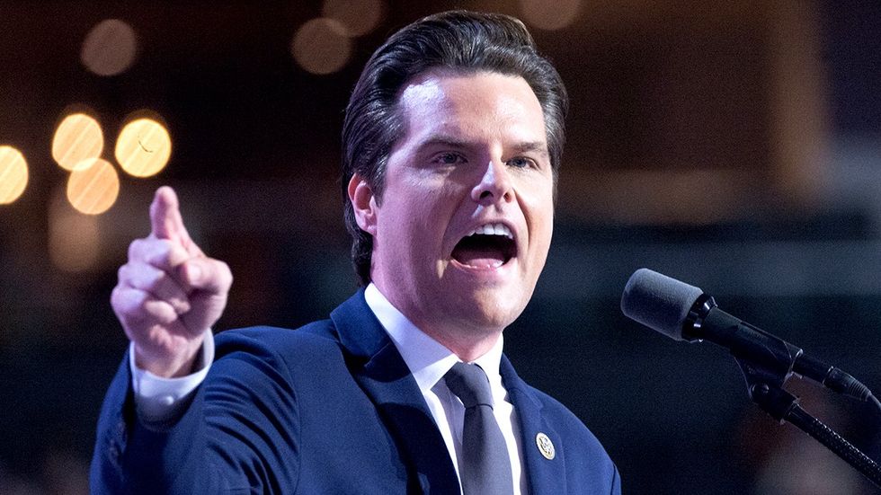 US Representative Matt Gaetz speaks during the third day of Republican National Convention