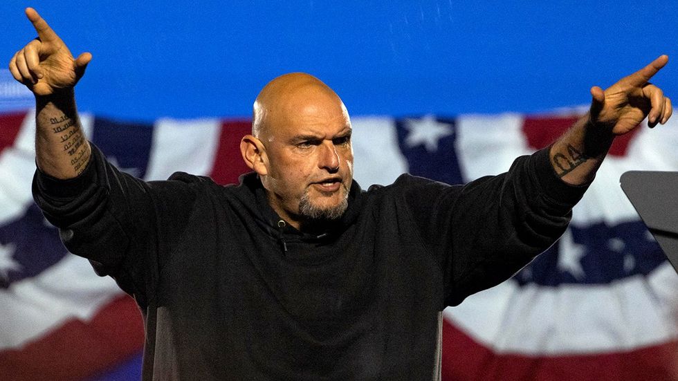 US Senator John Fetterman speaks Kamala Harris campaign rally