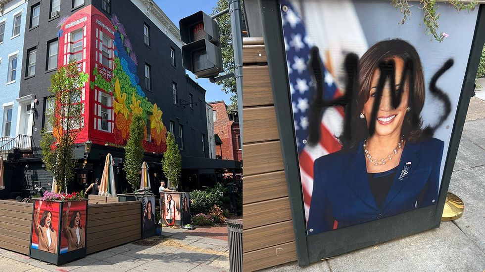 Washington DC Little Gay Pub Kamala Harris photos vandalized