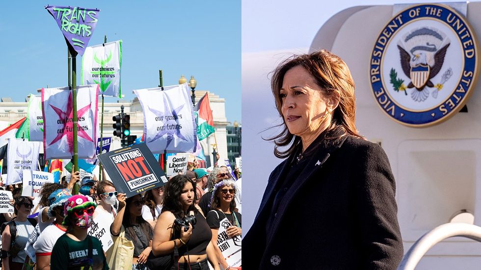 washington dc september 2024 Participants in the first ever Gender Liberation March voiced their support for bodily autonomy reproductive rights trans equality kamala harris exiting vice presidential airplane on campaign trail