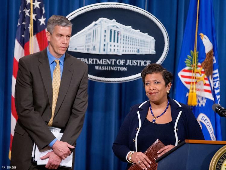 Education Secretary Arne Duncan and United States Attorney General Loretta Lynch