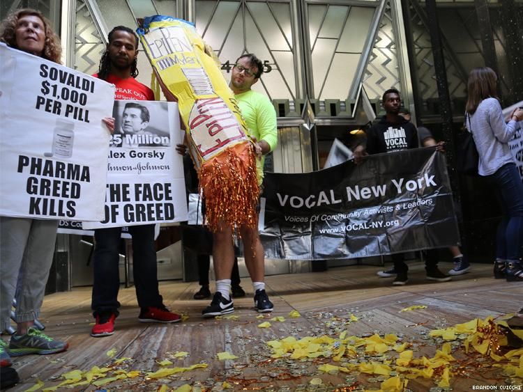 ACT UP/NY Smashes EpiPen Pinata Outside Mylan Pharma