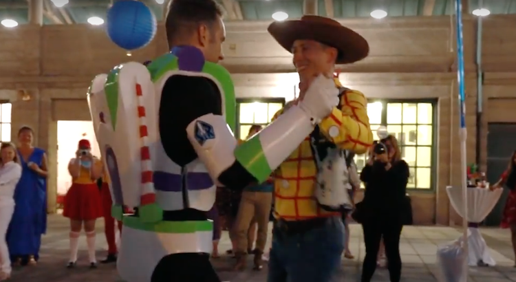 Gay Grooms Don Buzz Lightyear Woody Costumes For First Dance