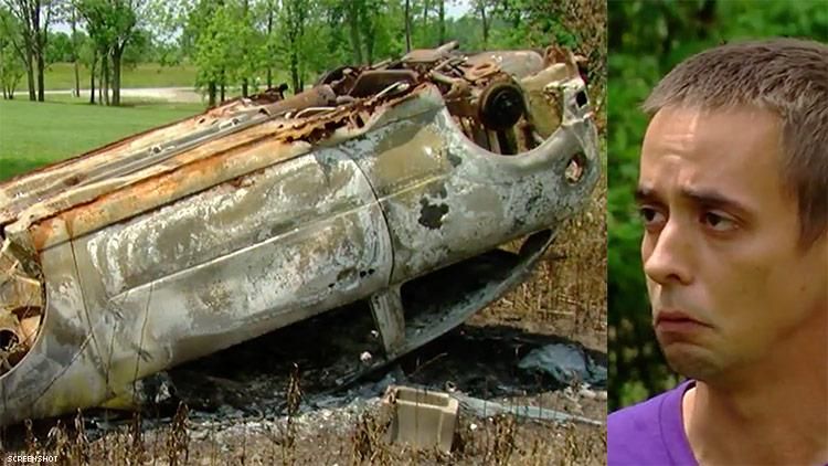 Nathan Paris and burned car