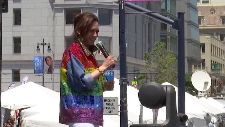 Kamala Harris Dazzles San Francisco Pride In Technicolor Jacket