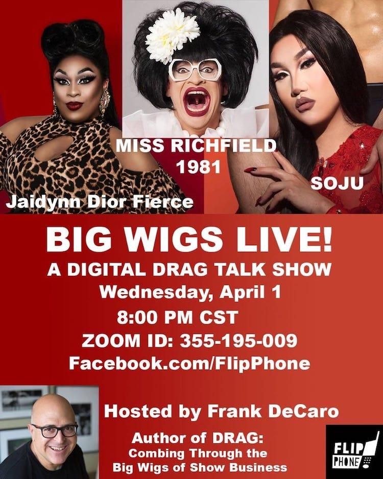 Promotional image for Big Wigs Live by Frank DeCaro, one of the queer digital events to enjoy during lockdown