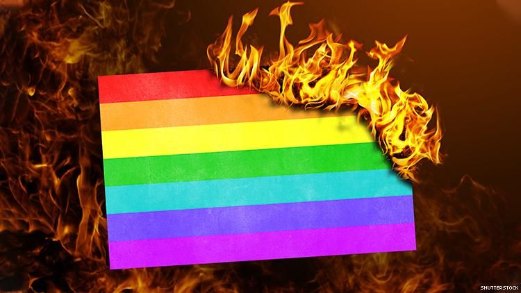 gay flag burning