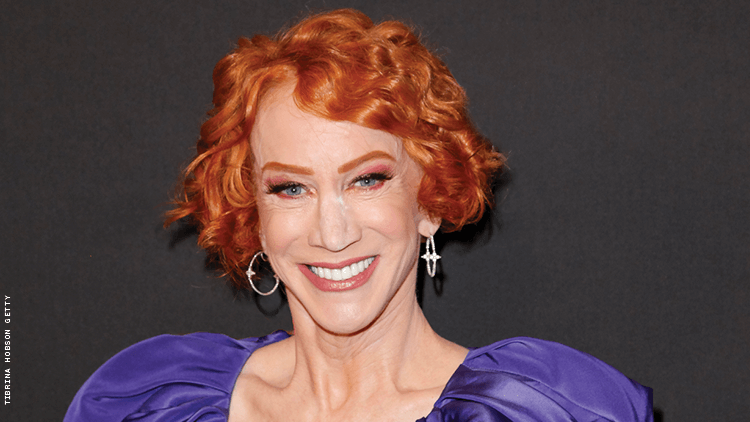 Kathy Griffin in purple dress