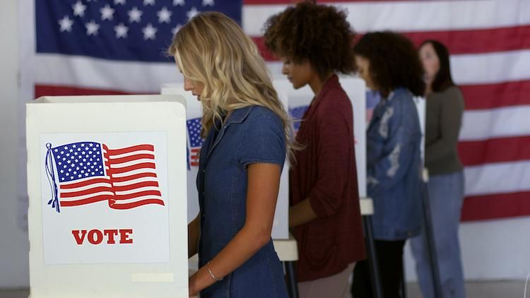 Voters lined up at booth